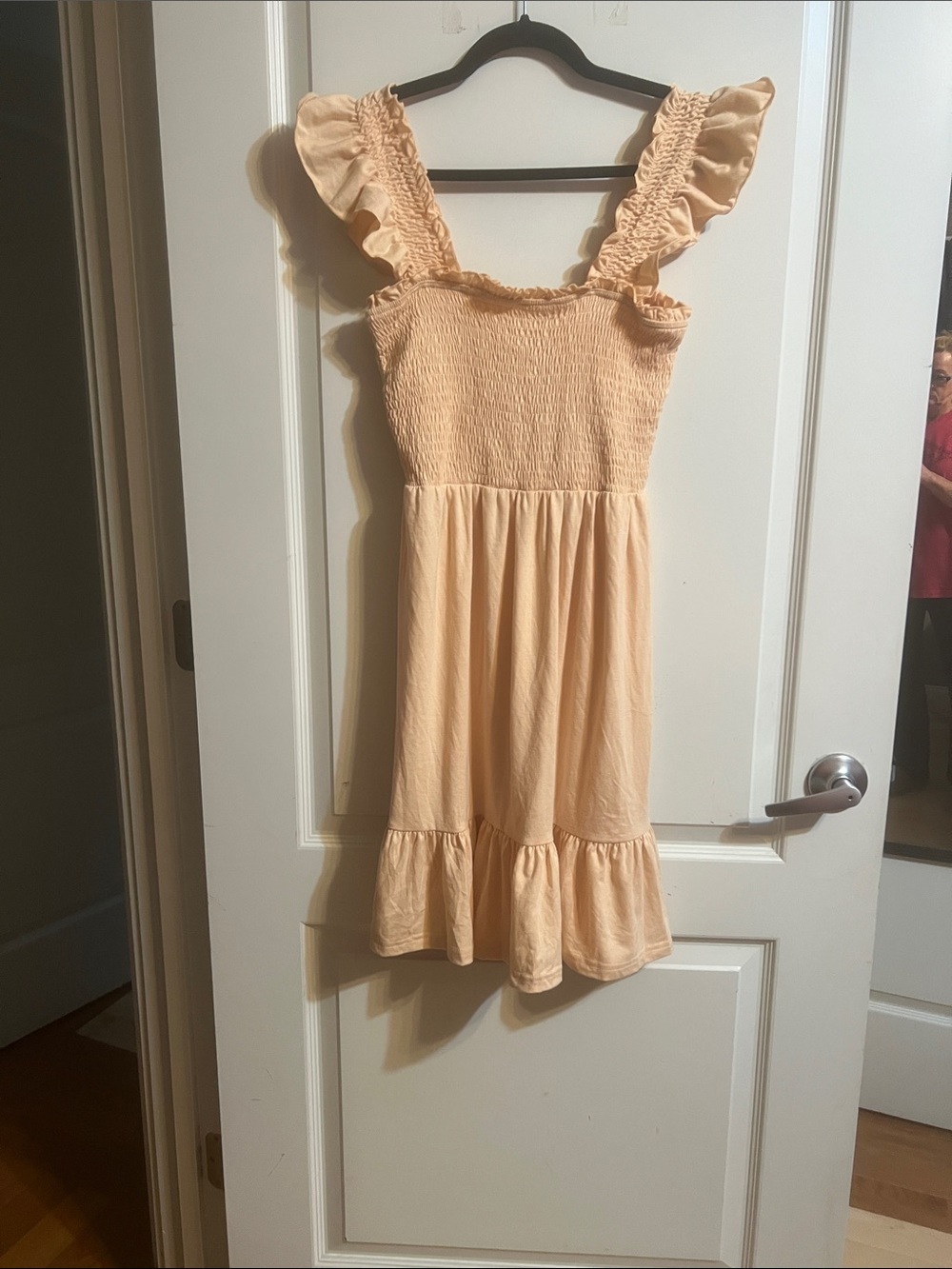 Ruffled Smocked Sundress in Pale Peach